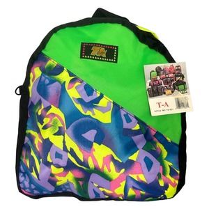 Vintage NWT Trendy Backpack, Neon Green Abstract from the 90's Y2K Millennial